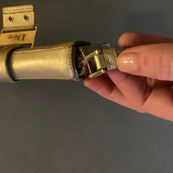 DIOR gold Columbus Pochette Clutch w handle - Picture 5 of 10